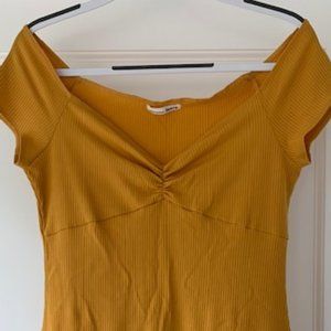 Reformation Yellow Knit Mini Dress Cap Sleeve